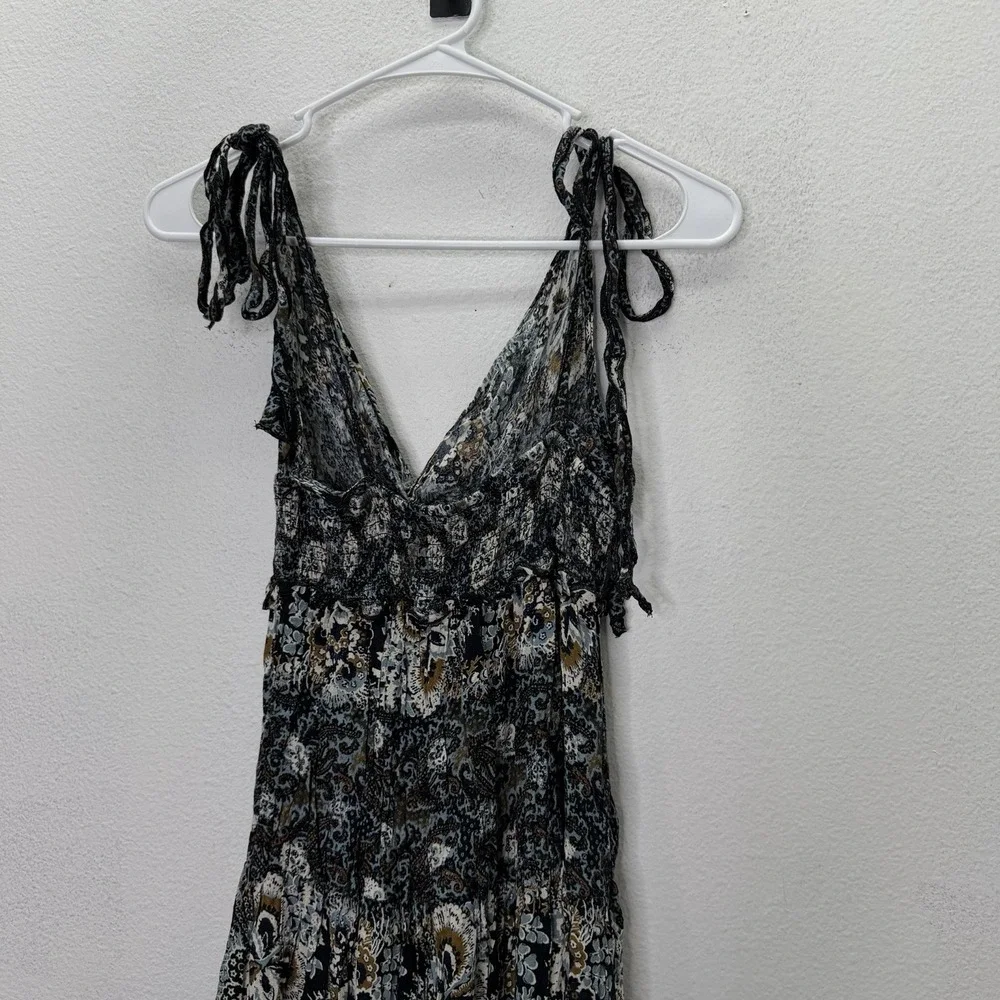 Free People One Women Festival BabyDoll Midi Dress Size M Boho Fairy Tie Straps